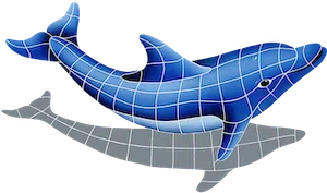 Artistry In Mosaics Dolphin Right with Shadow Porcelain Pool Design 22"x 40"